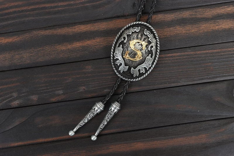 Wentur Bolo Tie for Men - Western Bolo Ties Alphabet Initial Letter ABCDJMR to Z - Western Cowboy Bolo Tie for Women Cowgirl - Image 2